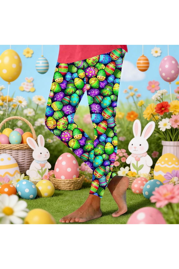 Novelty Tights for Women Slim Fit High Waisted Tummy Control Breathable Comfort Fit Workout Activewear Dense Festival Egg Print Bottoms