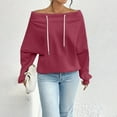 thumbnail image 1 of Xdegoge Off The Shoulder Sweatshirt for Women Trendy Oversized Cute Pullover Sweatshirts No Hood Drawstring Fall Travel Dressy Casual Tops, 1 of 7