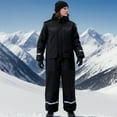 thumbnail image 1 of Xdegoge One Piece Snowsuit Women Men Insulated Waterproof Ski Suits Windproof Snowboard Jumpsuits Winter Warm Outdoor Overalls Ski Bibs with Pockets Plus Size Overol Para Mujer Para El Frio Black M, 1 of 7
