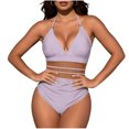 thumbnail image 1 of Xdegoge One Piece Swimsuit for Women, High Waisted with Cut Out Midriff, Deep V Neck, Halter Straps, Tummy Control, Modest Beachwear Summer Swimming Swim Suit with Padding, 1 of 5