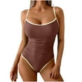 thumbnail image 1 of Xdegoge One Piece Swimsuit for Women, High Waisted Tummy Control Swim Suit Shirred Front, Spaghetti Strap, Underwire Support, Modest Bathing Suit Beach Swim Suit with Padding, 1 of 6