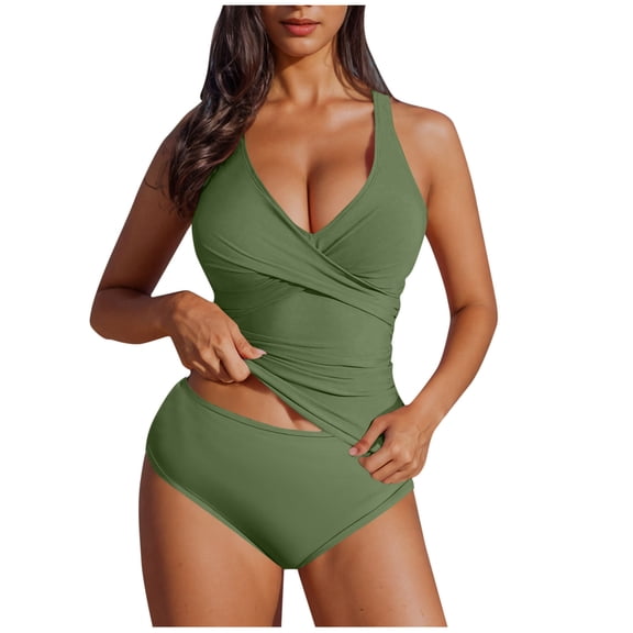 Xdegoge One Piece Swimsuit for Women, Wrap Front Cut Out with High Waist Bottom, Tummy Control and Push Up Effect Beach and Vacation Wear Swim Suit with Padding