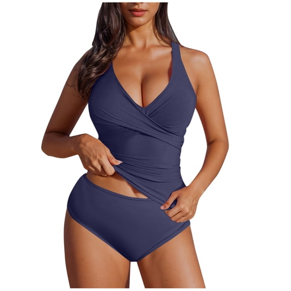 Xdegoge One Piece Swimsuit for Women, Wrap Front Cut Out with High Waist Bottom, Tummy Control and Push Up Effect Beach and Vacation Wear Swim Suit with Padding