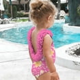 thumbnail image 1 of Xdegoge One Piece Swimsuits for Toddler Girls Backless Floral Ruffle Print Bathing Suit Quick Dry Stretchy Swimwear Beach Vacation Pool Party Summer Pink 2 Years, 1 of 8