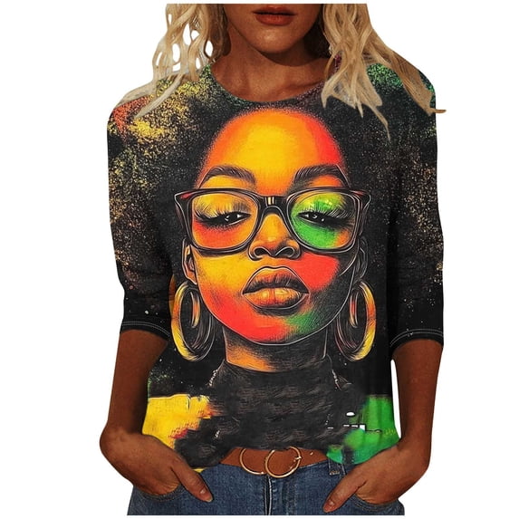 Xdegoge My Order History online July 4Th Shirts for Women Crewneck Ladies 3/4 Sleeve Tops American Flag Shirt Graphic Tops Plus Size Graphic Tees Shirts for Summer LiquidacióN De Ropa 1 Dollar