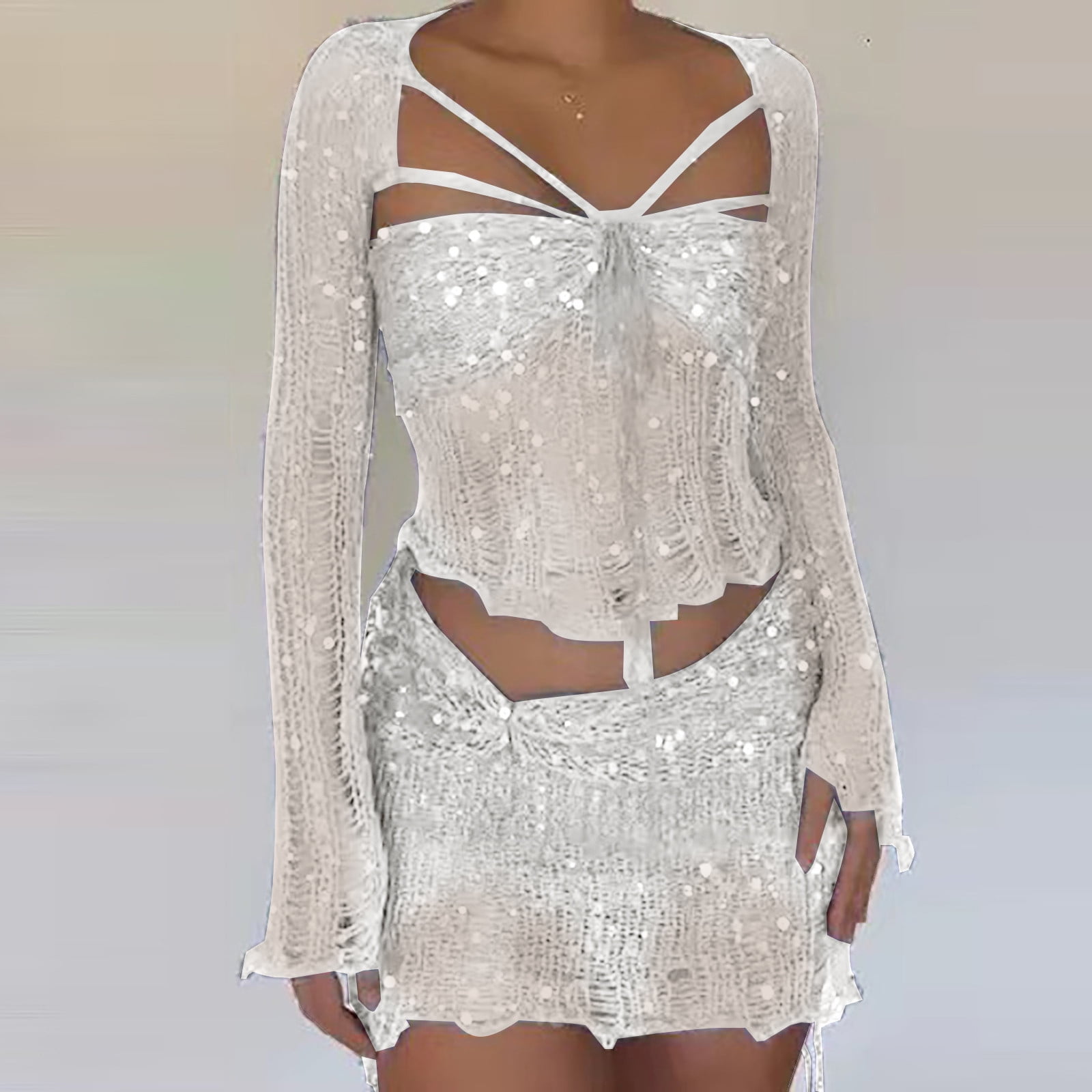 Look 1215 Two-Piece Sequin Skirt Set main image 1