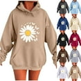 thumbnail image 1 of Xdegoge Oversized Graphic Hoodies for Women Pullover Sunflower Print Long Sleeve Sweatshirts with Pocket Cute Y2K Cozy Drawstring Hoodie 2025 Winter Trendy Casual Tops, 1 of 4