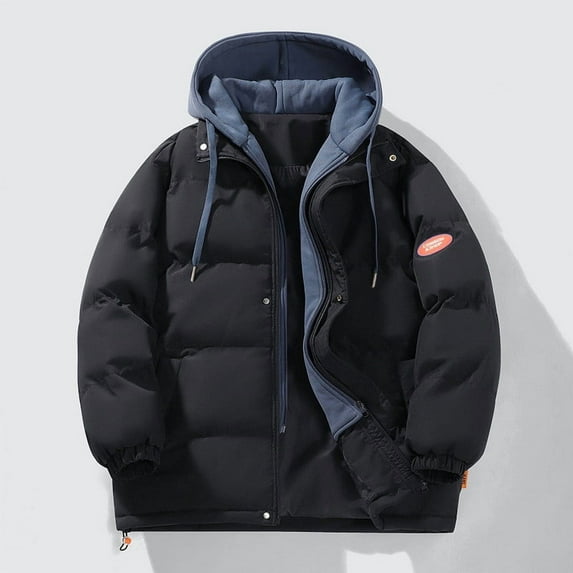 Xdegoge Oversized Puffer Jackets for Women Full Zip Patchwork Color Block Hooded Quilted Jacket Drawstring Thicken Plus Size Down Coat with Pockets 2025 Winter Trendy Outerwear