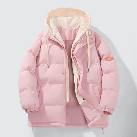 Xdegoge Oversized Puffer Jackets for Women Full Zip Patchwork Color Block Hooded Quilted Jacket Drawstring Thicken Plus Size Down Coat with Pockets 2025 Winter Trendy Outerwear