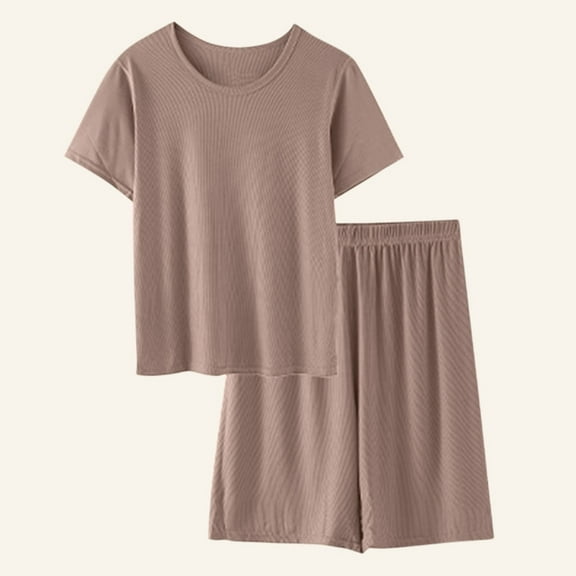Xdegoge Pajama Set for Women 2 Piece Outfits Lounge Pjs Shorts Sets Matching Summer Sleepwear Short Sleeve Shirts Soft Comfy Matching Sets Sleepwear Pjs Nightwear