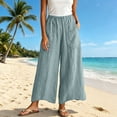 thumbnail image 1 of Xdegoge Palooza Wide Leg Pants Women Casual High Waisted Elastic Waist Trousers with Large Pockets Loose Fit Relaxed Lounge Summer Beach Bottoms, 1 of 6