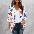 thumbnail image 1 of Xdegoge Patriotic 4th of July Kimono Cardigan for Women Red White and Blue Butterfly Graphic Open Front Lightweight Summer Beach Cover Up Independence Day Party Tops, 1 of 5