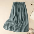 thumbnail image 1 of Xdegoge Pleated Skirts for Women High Waisted Elastic Waist Flowy Modest Casual Summer Beach Vacation Hippie Basic A Line Long Boho Skirt Midi Skirt, 1 of 4