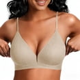 thumbnail image 1 of Xdegoge Plunge Push Up Bra for Women Wireless Ribbed Comfort Bralette with Transparent Adjustable Straps Deep V Neck Lifting Bra Flattering Everyday Support Underwear, 1 of 5