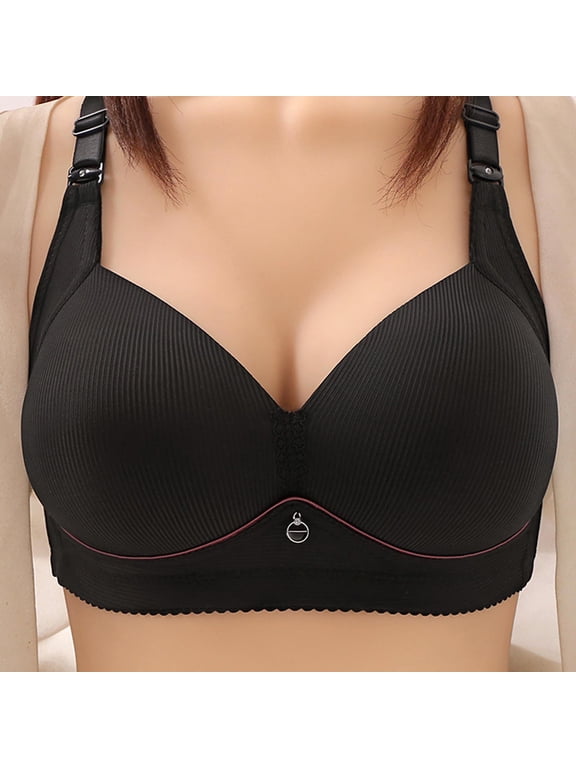 Plus Size Bras for Women No Underwire Seamless Bra Anti Sagging Push Up Bra Thin Comfy 2025 Everyday Bra Underwear Black L Sujetadores Sin Varillas Para Mujer