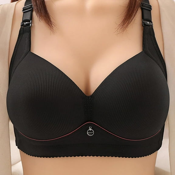 Xdegoge Plus Size Bras for Women No Underwire Seamless Bra Anti Sagging Push Up Bra Thin Comfy 2025 Everyday Bra Underwear Black M Sujetadores Sin Varillas Para Mujer