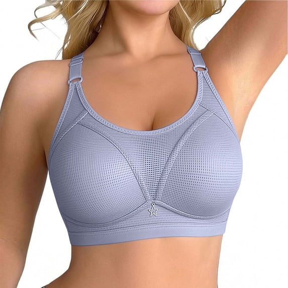 Xdegoge Plus Size Bras for Older Women Wireless Push Up Breathable Mesh Adjustable Strap Bralettes Lifting No Underwire Full Coverage Bra