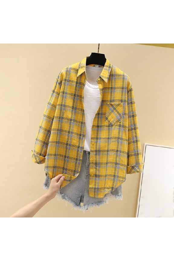 Plus Size Button Down Shirts for Women Collared Button up Plaid Shirts Oversized Long Sleeve Flannel Tops Fashion Dressy Casual Shackets Y2K Work Loose Fit Jackets with Pockets Loungewear