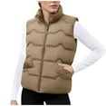 thumbnail image 1 of Xdegoge Plus Size Puffer Vest Women Cropped Lightweight Sleeveless Zip Up Quilted Jackets Packable Warm Winter Coats with Pockets Stand Collar Thermal Padded Coat Outerwear, 1 of 8