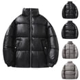 thumbnail image 1 of Xdegoge Plus Size Quilted Jacket Men Short Full Zip Stand Collar Padded Jackets Casual Plus Size Solid Color Coat Fall Winter Stylish Warm Streewear with Pocketed, 1 of 9
