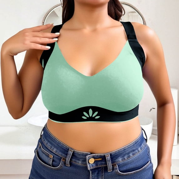 Xdegoge Plus Size Sports Bra for Women High Support Push Up No Underwire Adjustable Strap Seamless Bra Stretch Running Yoga Workout Everyday Brassiere