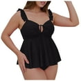 thumbnail image 1 of Xdegoge Plus Size Tankini Swimsuits for Women, Ruffle Strap Top with Front Tie, Peplum Hem, Modest Coverage, Flattering Fit Beach and Summer Wear, 1 of 4