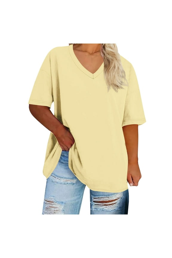 Plus Size Tops for Women Dressy Casual Short Sleeve Summer Shirts Oversized V Neck T Shirt Loose Fit Tunic Blouses Fashion Printed Graphic Tees