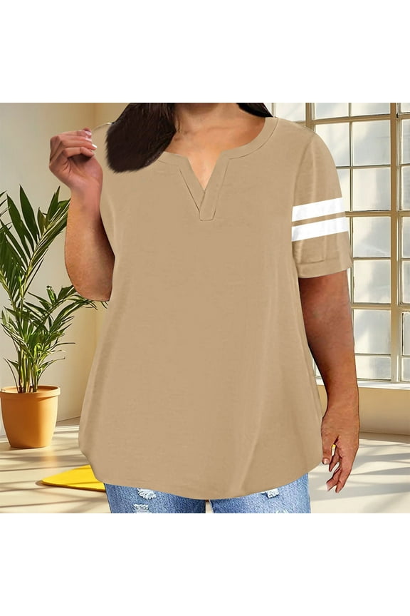 Plus Size Tops Womens Clothes Short Sleeve V Neck T Shirts Summer Trendy Loose Fit Tees Dressy Casual Blouses Oversized Tunic Tops Ropa Mujer Women Womens Clothes