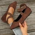 thumbnail image 1 of Xdegoge Pointed Toe Flats for Women Cross Strap Ballet Shoes Dressy Suede Walking Loafers Fashion Summer Closed Toe Slip On Work Office Lightweight Footwear, 1 of 9