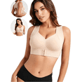 thumbnail image 1 of Xdegoge Posture Corrector Bra for Women Front Closure No Underwire Push Up Khaki Support Bras Seamless Soft Comfy Sports Full Coverage Bralettes L, 1 of 7