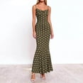 thumbnail image 1 of Xdegoge Prom Dresses for Women Slim Fit Spaghetti Strap Cowl Neck Maxi Dress Polka Dot Mermaid Ruffle Hem Evening Dresses Formal Wedding Guest Party, 1 of 7