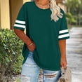 thumbnail image 1 of Xdegoge Pullover Tee for Women Round Neck Short Sleeve Sporty Everyday Wear Oversized Fit Color Block Striped Detail On Sleeves Breathable Comfortable Summer Spring Tops, 1 of 5