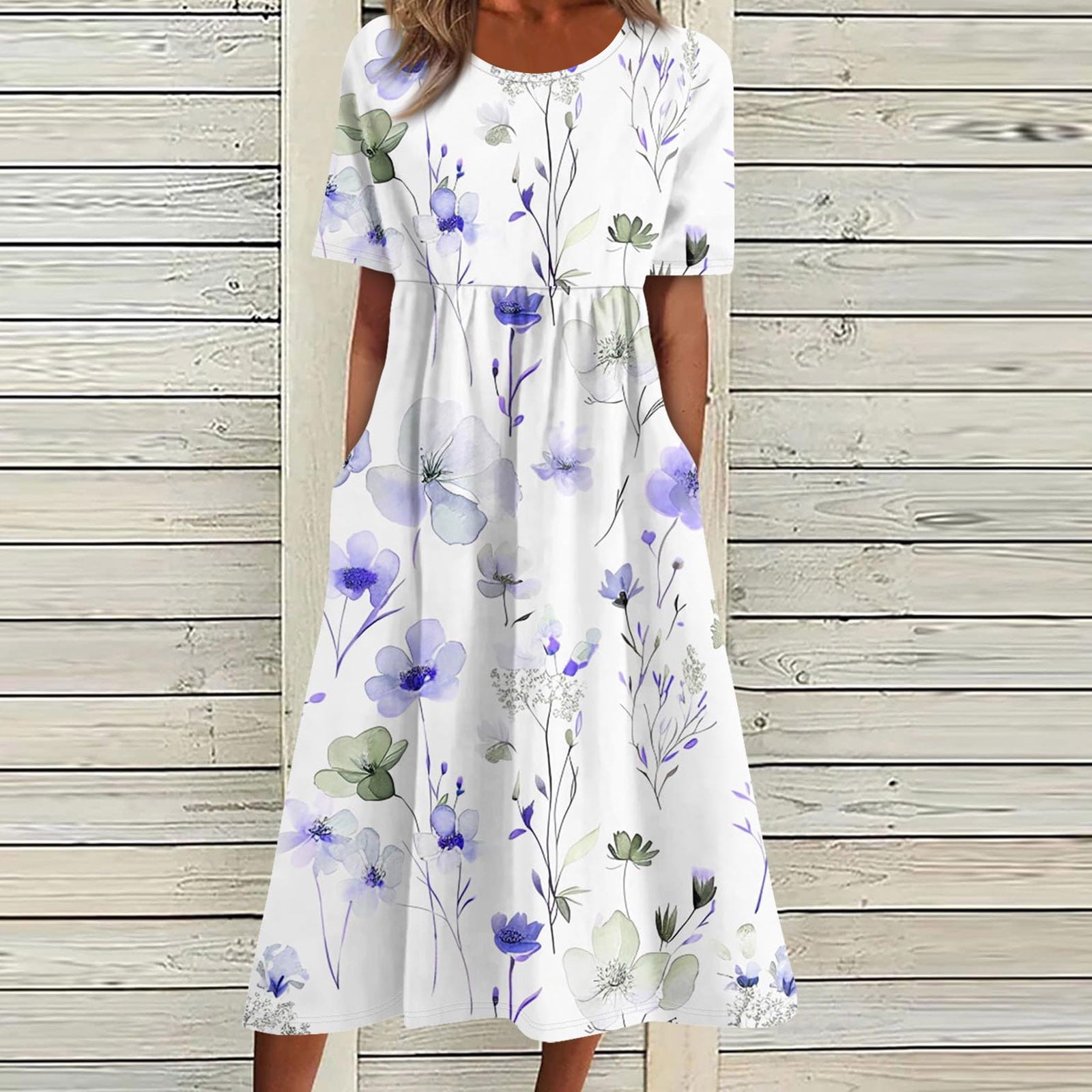 Crew Neck Maxi Dress with Pocket