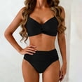 thumbnail image 1 of Xdegoge Push Up Bikini Sets for Women Two Piece V Neck Twist Front Underwire High Waisted Ruched Tummy Control Bathing Suits Summer Vacation Beachwear, 1 of 4