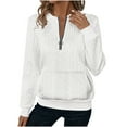 thumbnail image 1 of Xdegoge Quarter Zip Pullover Sweatshirts for Women Crewneck Long Sleeve Jacquard Trendy Tops Dressy Casual Fashion Sweat Shirts with Pocket, 1 of 7