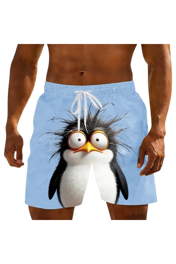 Quick Dry Swim Trunks for Men Funny 3D Animal Novelty Board Shorts Elastic Waist with Drawstring Graphic Beach Wear Summer Casual Vacation Bathing Suits