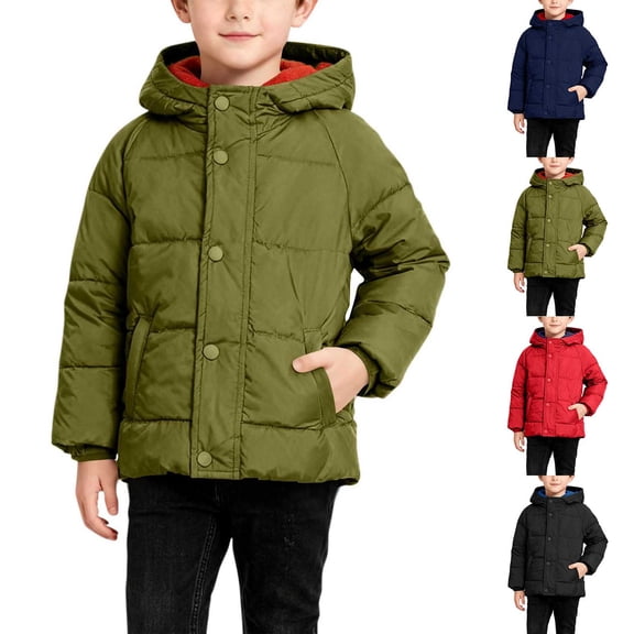Xdegoge Quilted Jacket for Girls Boys Unisex Fleece Lined Jackets Button Down Padded Coat Fashion Fall Winter Puffer Warm Outerwear with Pockets Size 2-12