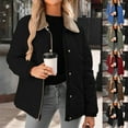 thumbnail image 1 of Xdegoge Quilted Jackets for Women Lightweight Winter Casual Long Sleeve Button Down Puffer Coats Sherpa Lapel Collar Padded Trendy Barn Jacket Outerwear, 1 of 10