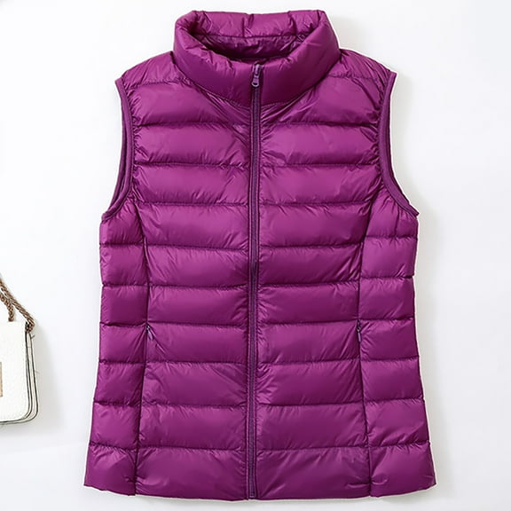 Xdegoge Quilted Vest for Women Lightweight Packable Zip Up Puffer Vests Zipper Pockets Stand Collar Casual Sleeveless Winter Jacket Outerwear Coats 2025