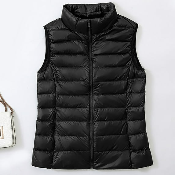 Xdegoge Quilted Vest for Women Lightweight Packable Zip Up Puffer Vests Zipper Pockets Stand Collar Casual Sleeveless Winter Jacket Outerwear Coats 2025