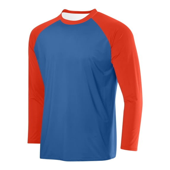Xdegoge Raglan Shirts for Men Long Sleeve Crewneck Casual T Shirts Contrast Splicing Loose Fit Basic Tees Soft Lightweight Breathable Athletic Baseball Sportswear