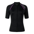 thumbnail image 1 of Xdegoge Rash Guard Shirts for Women Short Sleeve Zipper Front Swim Top Bathing Suits Smooth Contrast Stitching Athletic Surfing Water Sports Swimwear, 1 of 8