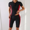 thumbnail image 1 of Xdegoge Rash Guard Swimsuits for Women High Neck Half Zip Boardshorts Two Piece Bathing Suits Quick-Dry Color Block Modest Full Coverage Surfing Water Sports, 1 of 7