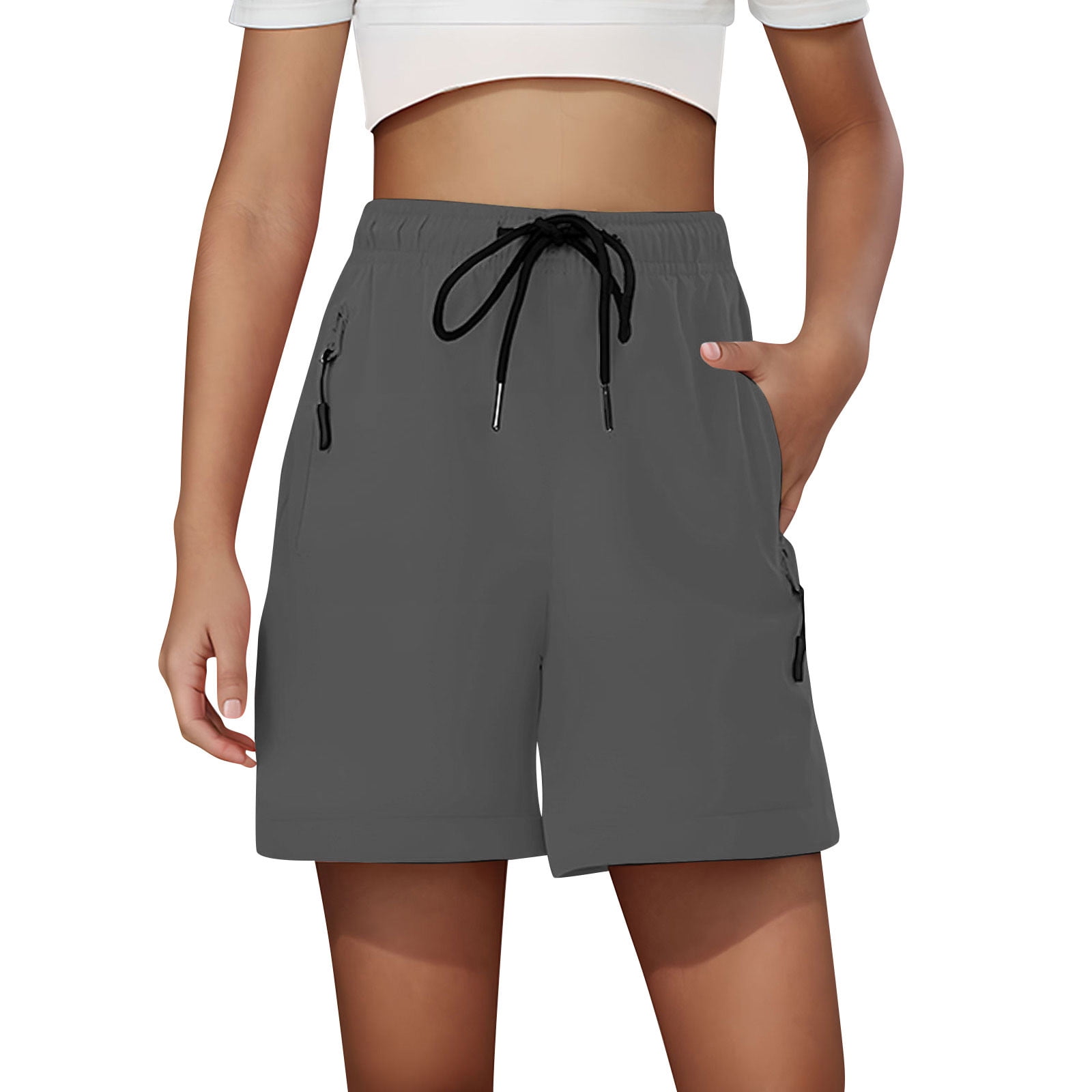 Summer Sports Shorts With Zipper Pockets Breathable Loose Anti-exposure Outdoor Running Fitness Pants For Womens Clothing