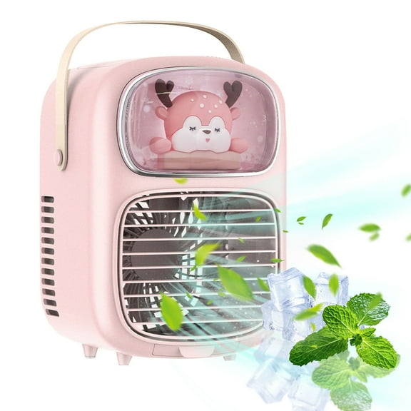 Xdegoge Room Air Conditioners Portable,Ice Cooling Water Fan for Bedroom Cold,Personal Cooler,Desktop Ac Unit,Cold Air Fan for Outside,for Room Desk office Home Tent,Aire Acondicionado Pink