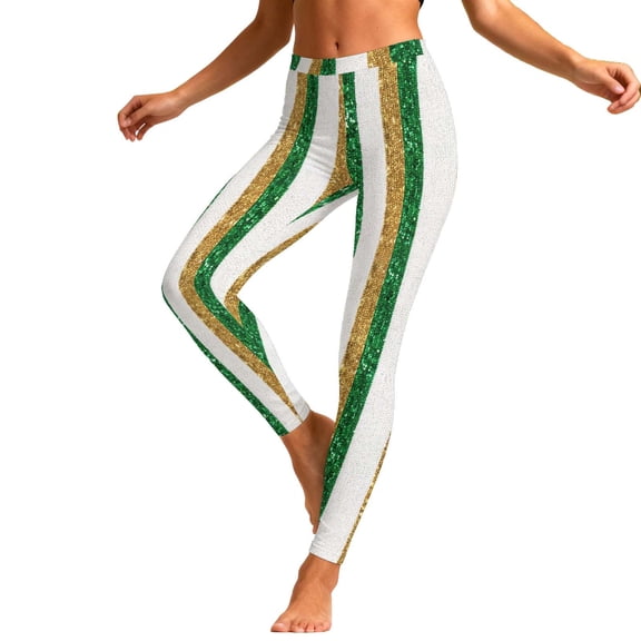 Xdegoge Saint Patrick's Day Leggings for Women Clover Print High Waisted Yoga Pants Stretchy Compression Gym Celebration Holiday Wear