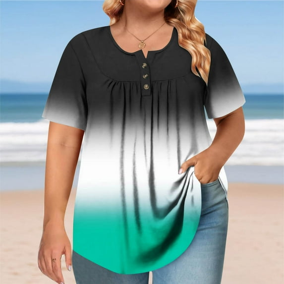 Xdegoge Save for Later Ladies Tops Plus Size Short Sleeve Crewneck T Shirts Striped Summer Fashion Tunic Tops Loose Fit Dressy Casual Blouses Workout Y2K Tee Shirts Ropa Mujer At