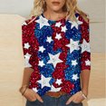 thumbnail image 1 of Xdegoge Save for Later List Patriotic Shirts for Women 3/4 Sleeve Fourth of July Shirts Crew Neck Usa Shirt American Flag Tee Shirt Summer Fashion Tops Striped Stars Blouses Going Out Tops, 1 of 5