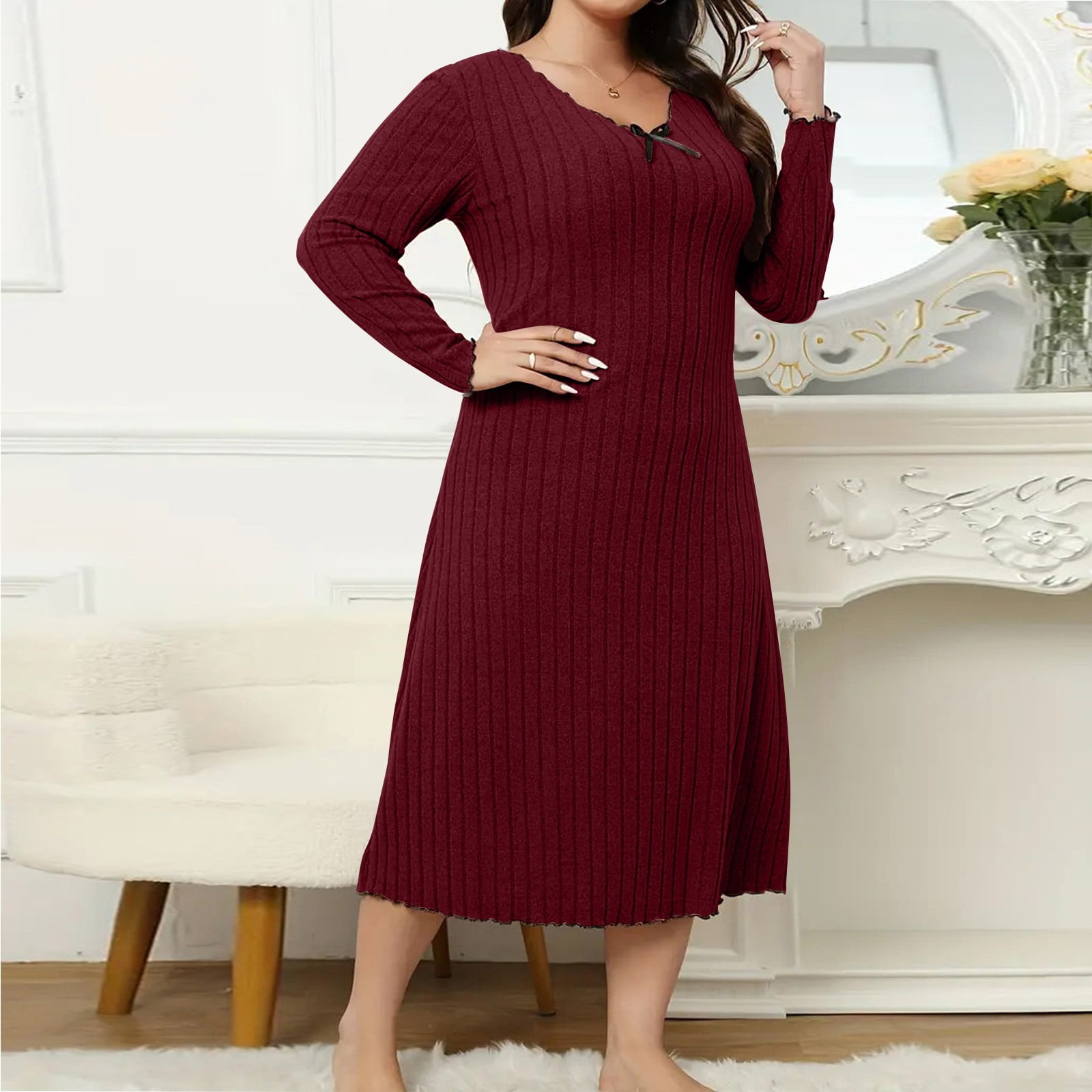 Long Sleeve Plus Size Sweater Dress Curve Friendly Knit Dress Women's Plus Size Sweater Dress V-Neck Long Sleeve Plus Size Sweater Dress Curve Friendly Knit Dress Women's Plus Size Sweater Dress V-Neck