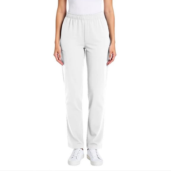 Xdegoge Scrub Pants for Women Elastic Waist Joggers Loose Fit Drawstring Comfortable Long Nursing Trousers with Deep Side Pockets Work Wear